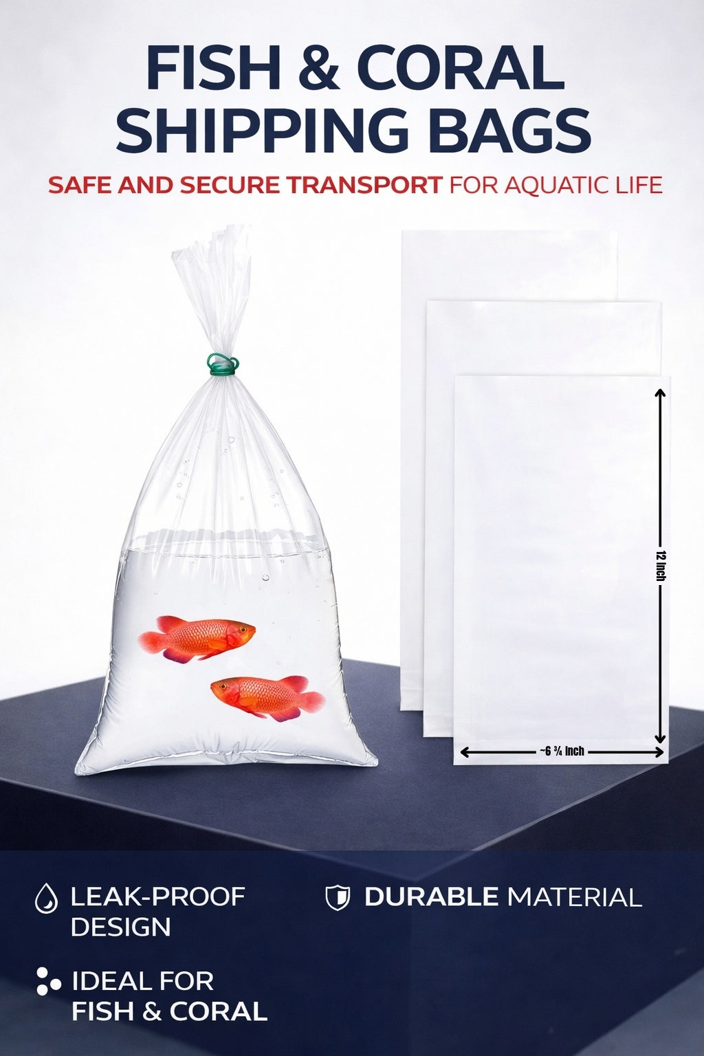 Fish & Coral Shipping Bags Small (100-Pack)  4″ × 12″